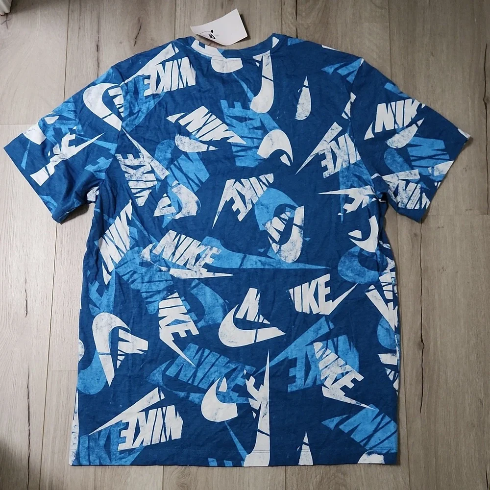 Nike Men's Blue Short Sleeve All Over Print